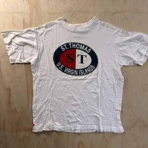 Vintage 90s St Thomas U.S. Virgin Islands Paradise Shirt Mens XL White Tee